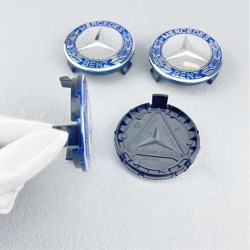 4PCS 75MM Blue Wheel Hub Cap Emblem Badge For Mercedes Benz C180 C200 E200 E260 E300 ML350 A1714000025 W230 W210 W211 W221 W219