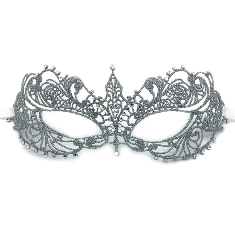 Rhinestone Half Face Mask for Women Halloween Masquerade Mask Antique Lace Half Face Mask Retro-Party Mask Cosplay Props