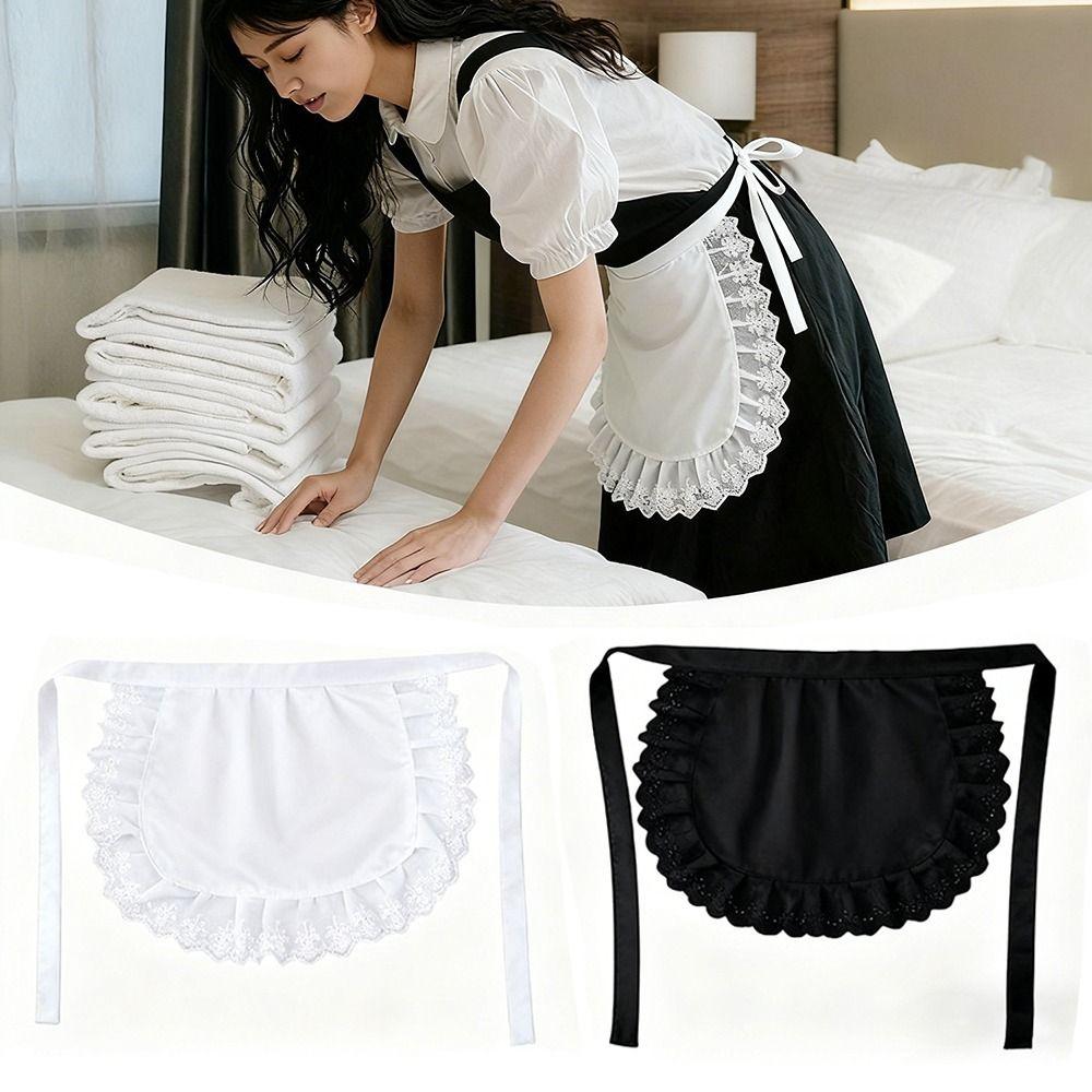 Sexy Lace Maid Apron Black White Short Waist Apron New Half Waist Apron  Home Work