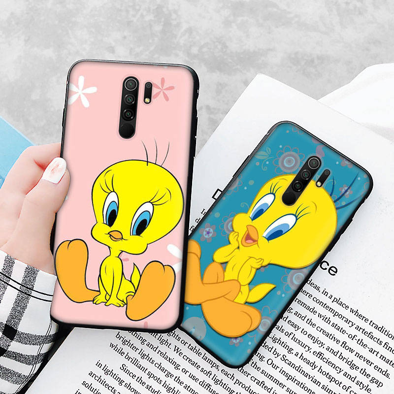 Schwarze Hülle für Xiaomi Redmi 13C Note 9 iPhone XR 7 8 14 15 11 12 13 X XS Pro Max Samsung A25 S23 S24 FE Ultra Plus Tweety Bird