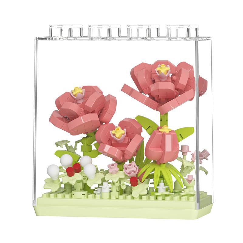 Kreative Bausteine Traum-Blumenbox Ewige Blumen-Serie Schreibtischschmuck Mädchenstrauß Geschenke Zusammengebaute Spielzeuge