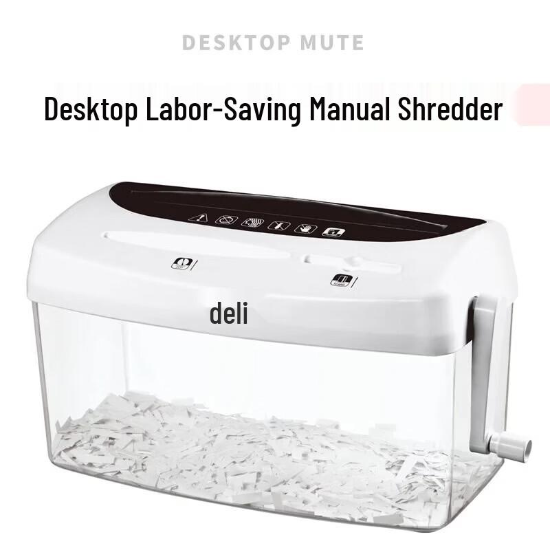 Deli Mini Manual Desktop Paper Shredder CN Plug (adapter Included)