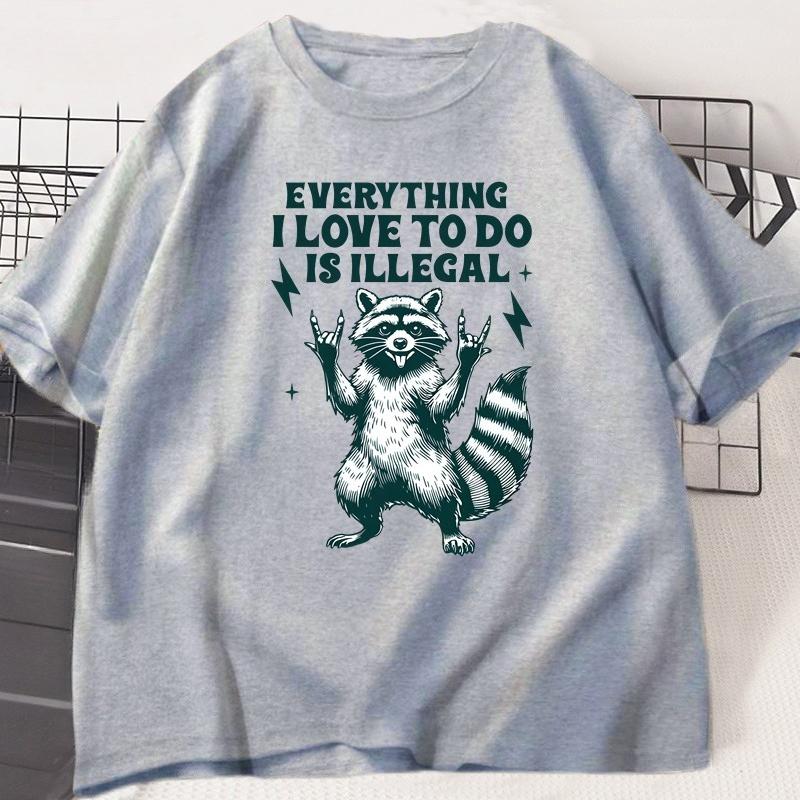 Funny Raccoon Graphic T Shirts Humor Cotton T Shirt for Unisex Women Casual Short Sleeve Loose Tshirt Harajuku Unisexs Clothes Tops