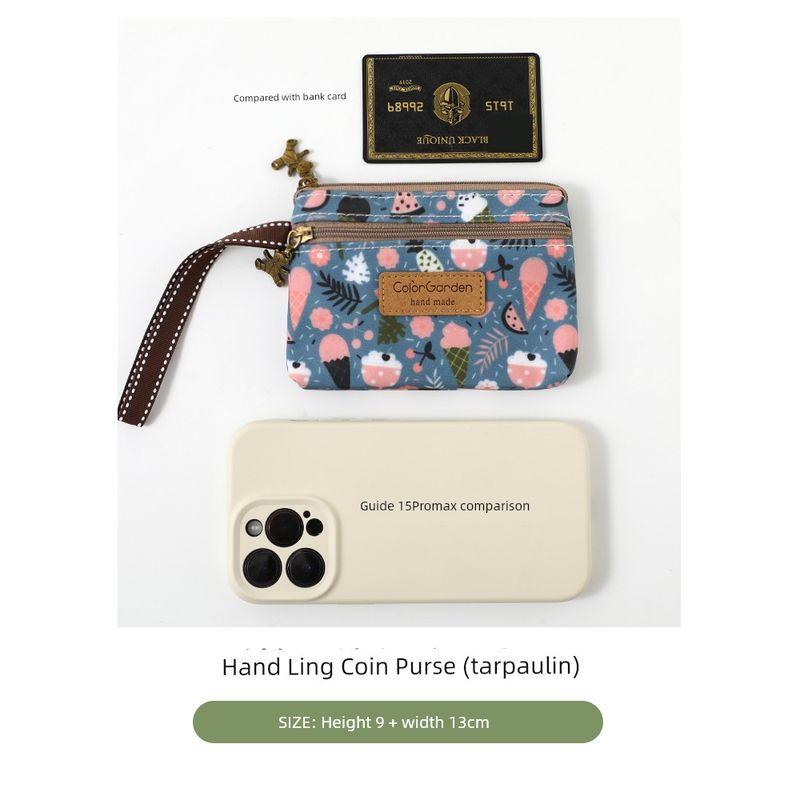 

Женский водонепроницаемый милый короткий кошелек на двойной молнии [2 pull coin purse] Gray bottom ice cream