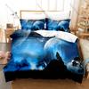 Wolf Majestic Howling Wild Forest Beast Vintage Wildlife Animal Art Bedding Set Duvet Cover + 2 Pillowcases Animal Fan Bedroom