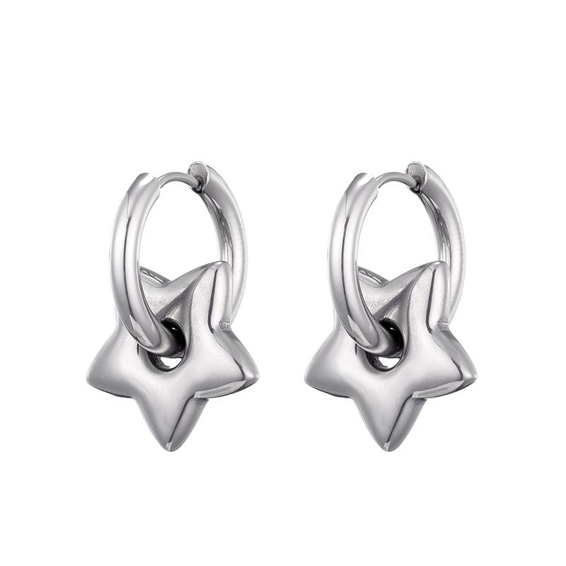 Classic Stainless Steel Heart Star Hoop Earrings For Women Punk Hip Hop Gold Silver Color Y2K Jewelry Female Earrings Oorbellen
