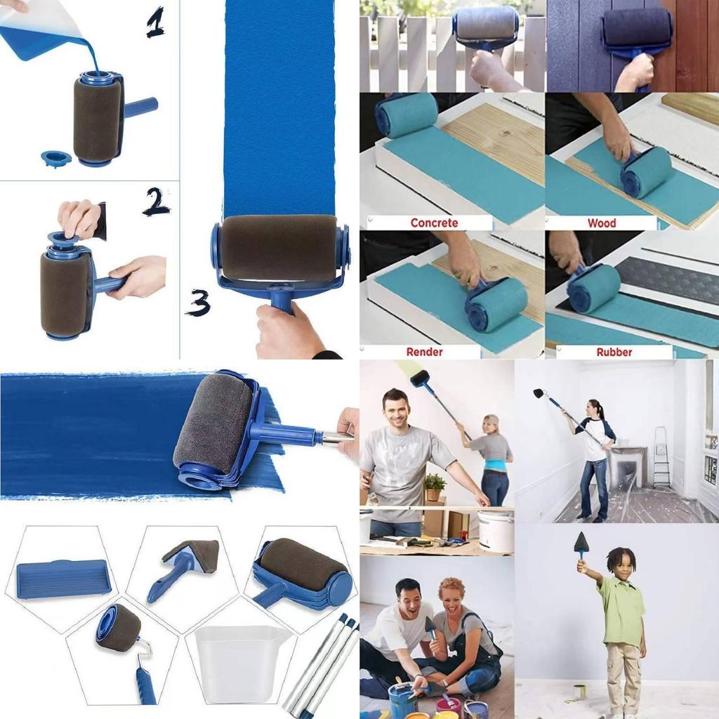 Versatile Round Roller Brush Kit Ideal For Home Renovation With Extendable Handle For Precision