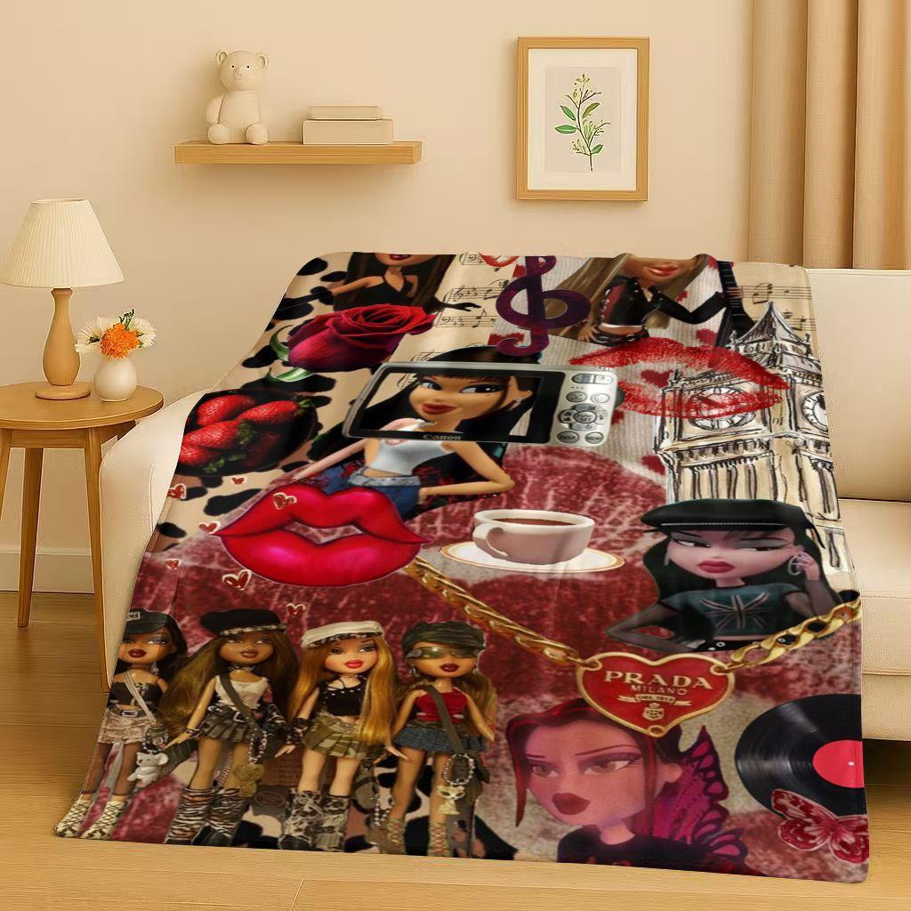 New Cartoon Bratz Doll Girl Flannel Blanket,Ultra Soft Warm Plush Throw for Home Bedroom Bed Sofa Cover Office Gift Kids Picnic