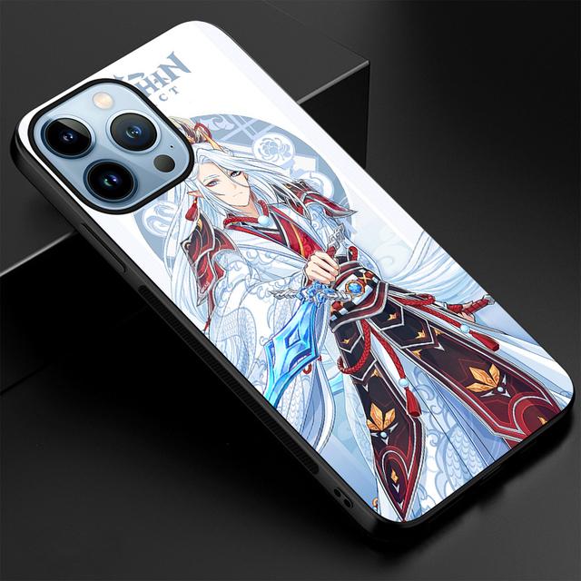 

Чехол Genshin Impact для телефона Iphone 14 13 11 12 Pro Max Mini Xs Xr X 7 8 6s Plus Se 2022, защитная задняя крышка из закаленного стекла For iphone 6S