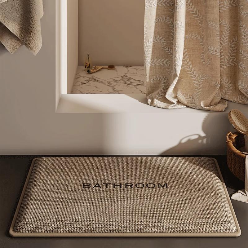 OPPEIN Bathroom Mat, Thickened Sponge Bath Mat, Absorbent Non-Slip Foot Mat, Toilet Linen Washroom Door Mat