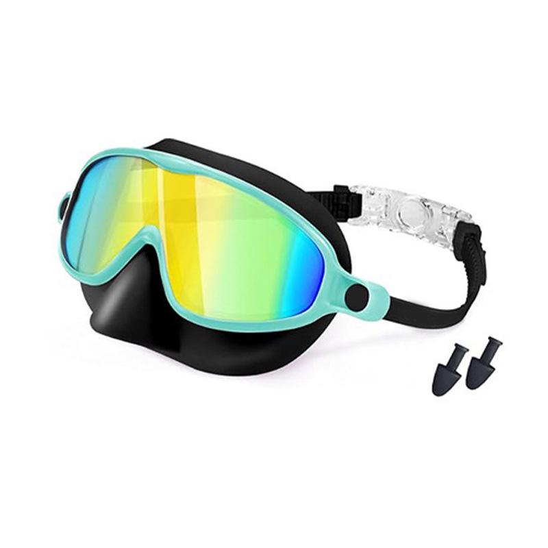 Children's Large Frame Swim Goggles with Nose Cover, Waterproof Anti-Fog, for Boys and Girls