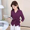 Autumn 2025 Fashion Bow Long-Sleeved Waist-Cinched Irregular Blouse