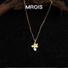 18K Gold Matte Sandblasted Zircon Jigsaw Necklace