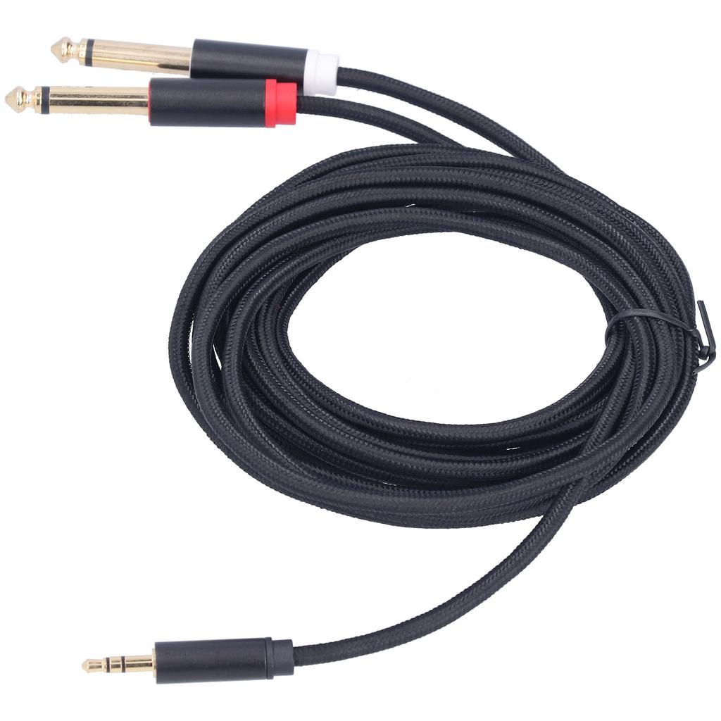 3683 Adapter Cable Cotton Woven Mesh 3.5mm Male to Dual 6.35mm Audio Tuning Speaker Adapter Cable3m 9.8ft