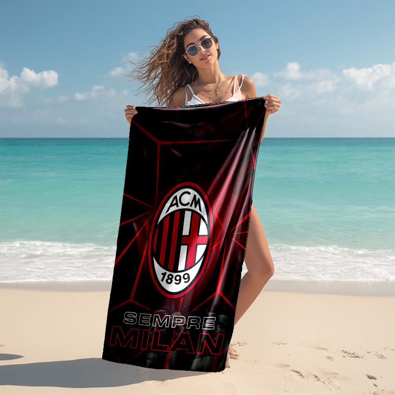 proof beach towel with Associazione Calcio Milan pattern - soft,absorbent,quick-drying,machine washable - perfect for swimming,camping,bathing