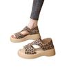 Retro Soft-soled Platform Sandals for Women's Summer Wear 2025 New High-end Light Luxury Leopard Print Two-wear Beach Shoes Flat Bottom