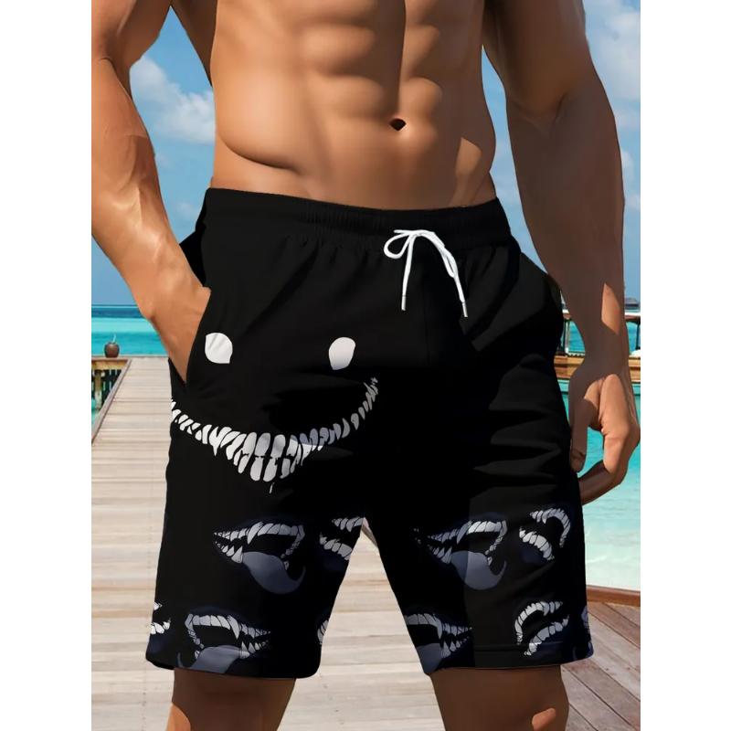 Fashion Men s Shorts Loose Beach Pants Crew Neck T-Shirt 3D Casual Color Printing S