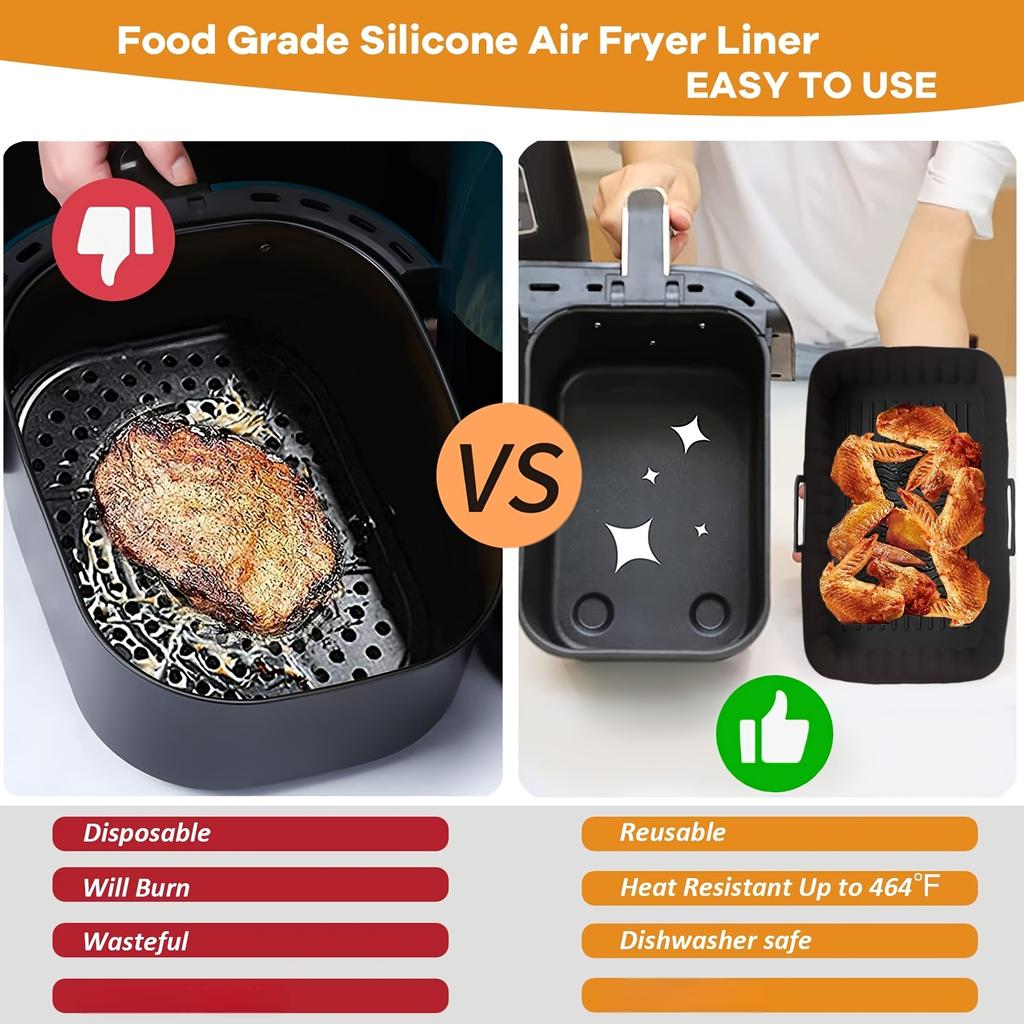 2pcs Silicone Air Fryer Liner Double Reusable Air Fryer Silicone Baking Pan Special Air Fryer Silicone Mat Air Fryer Accessories