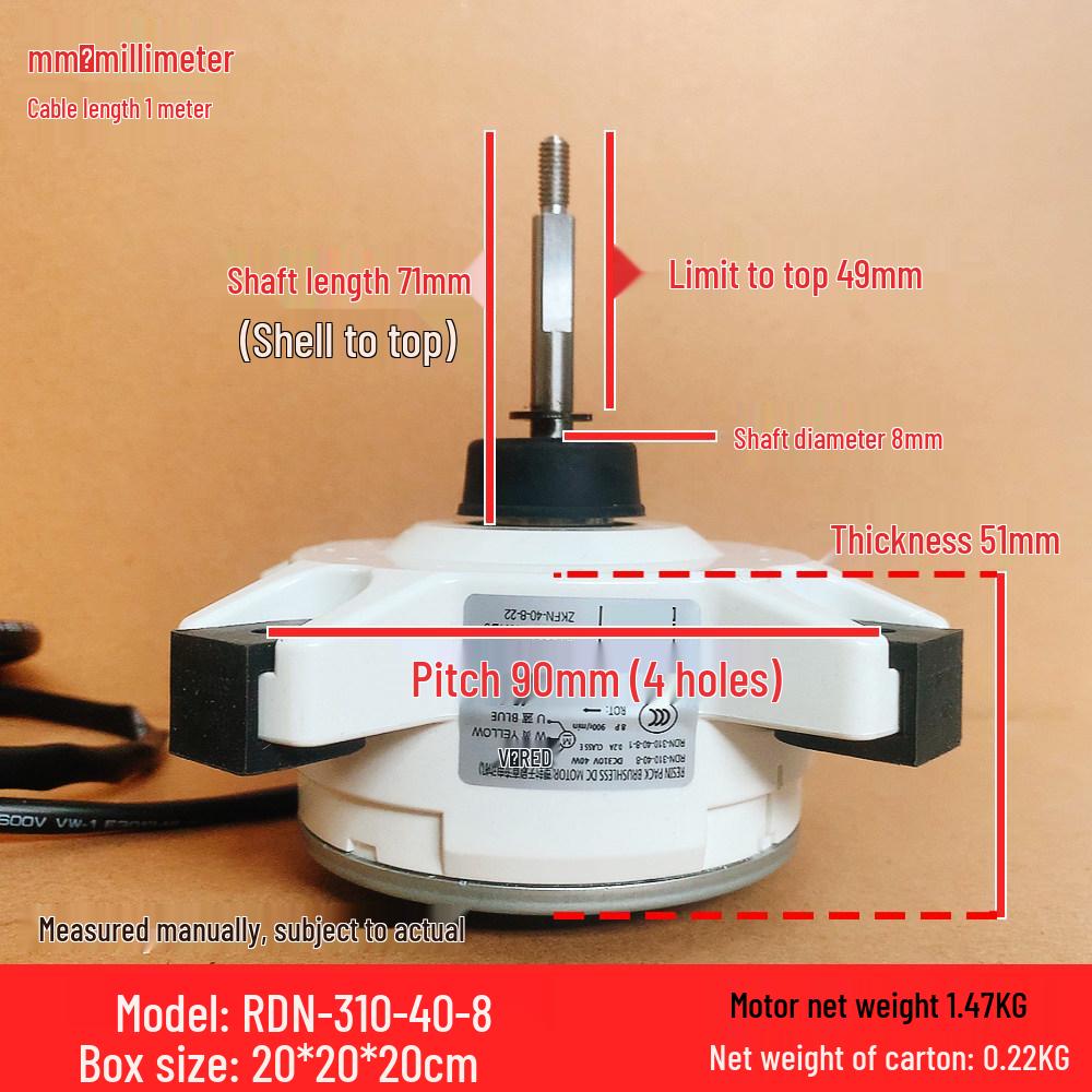 

RDN-310-40-8 Clockwise 3-Wire 8P Pole DC Fan Motor 40W for Aux Air Conditioner Outdoor Unit