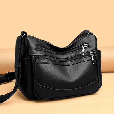  2025 Soft PU Leather Multi-Layer Crossbody Bag for Women, Large Capacity Stylish Shoulder Tote for Daily Use