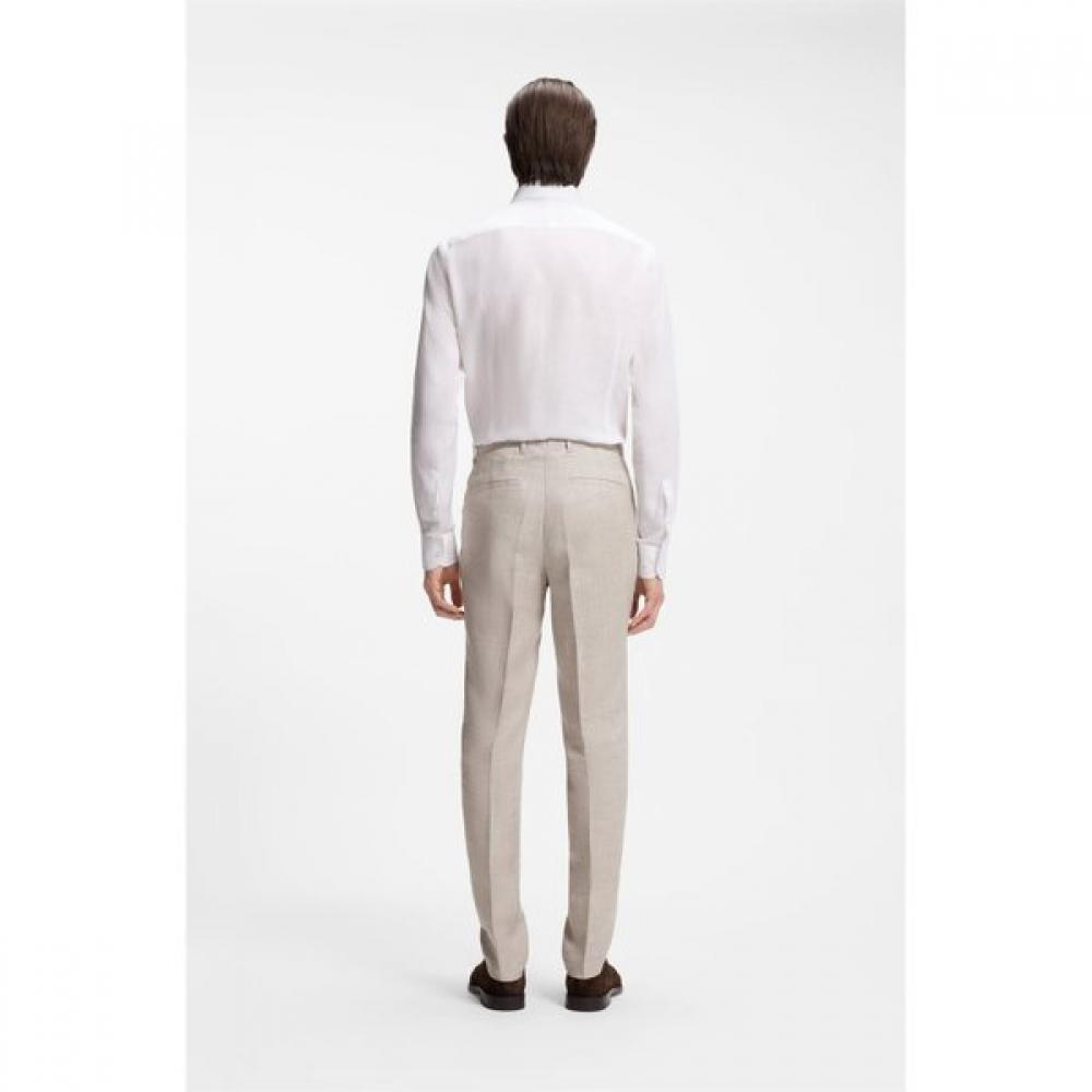 BOSS Slim Fit Linen Blend Pants Open Grey 50561886068 