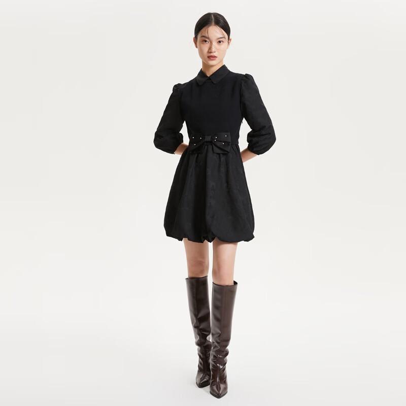 VEROMODA Women's Faux Two-Piece Knit Bow A-Line Dress 32347C015