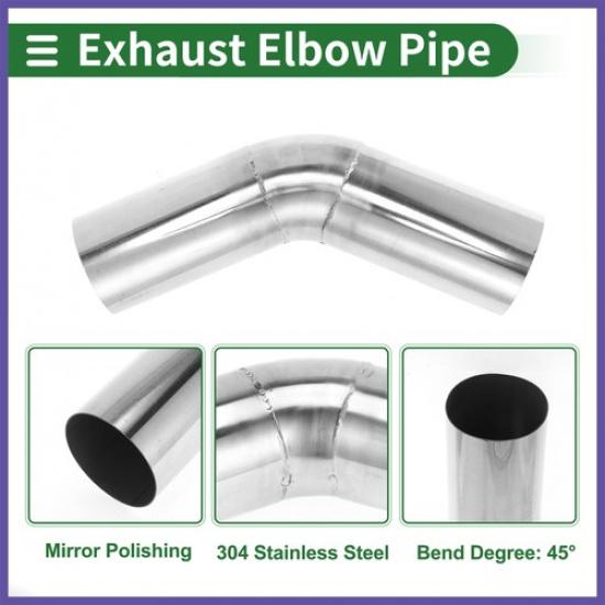 45 Degree Mandrel Exhaust Pipes DIY  275"OD 591" Leg 304 Stainless Steel