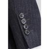 Men's Slim Fit Double-Breasted Gray Striped Suit - British Style Business Casual/Formal Tuxedo for Groom or Wedding.