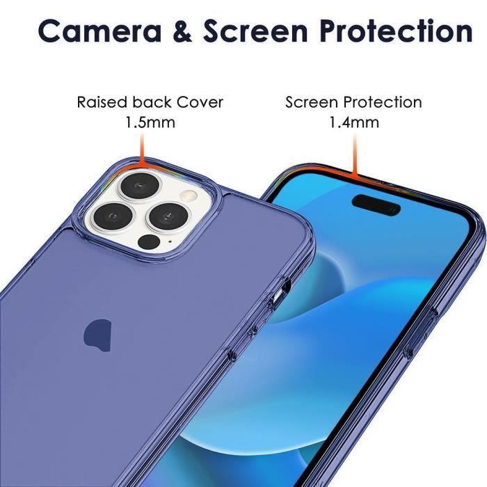 Coque de protection - Silicone - pour iPhone 14 Pro - Bleu Marine - Souple - Résistante aux rayures