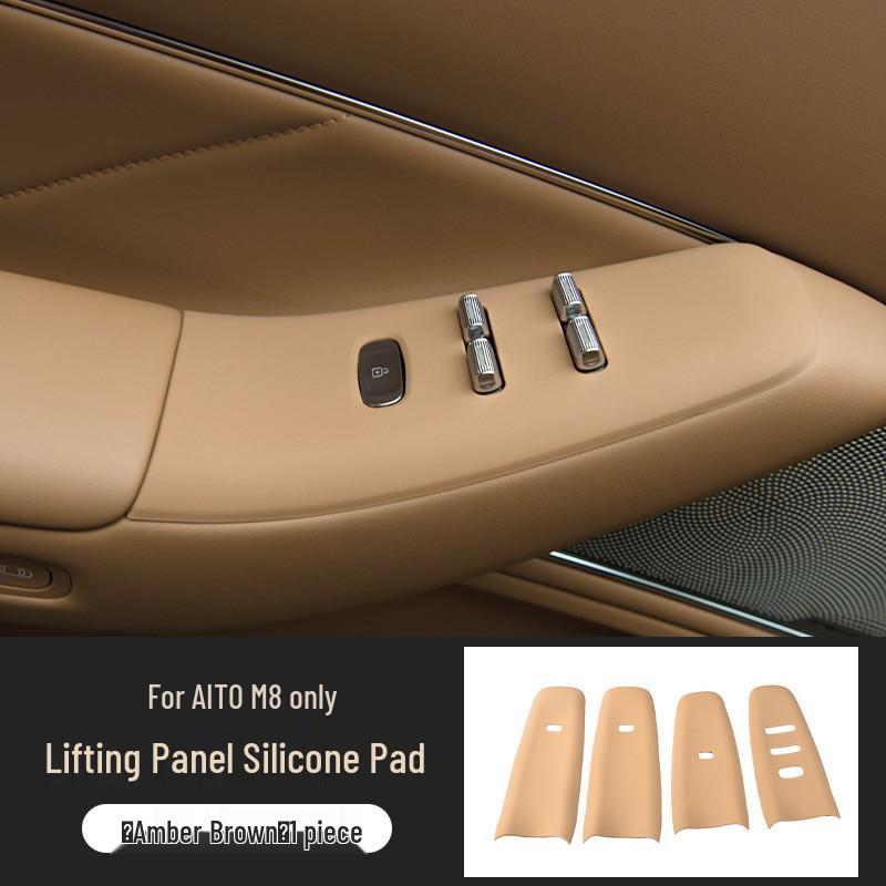 Compatible with 26 AITO M7 Models: Car Door Button Protection Pad & Window Glass Lift Panel Silicone Accessories
