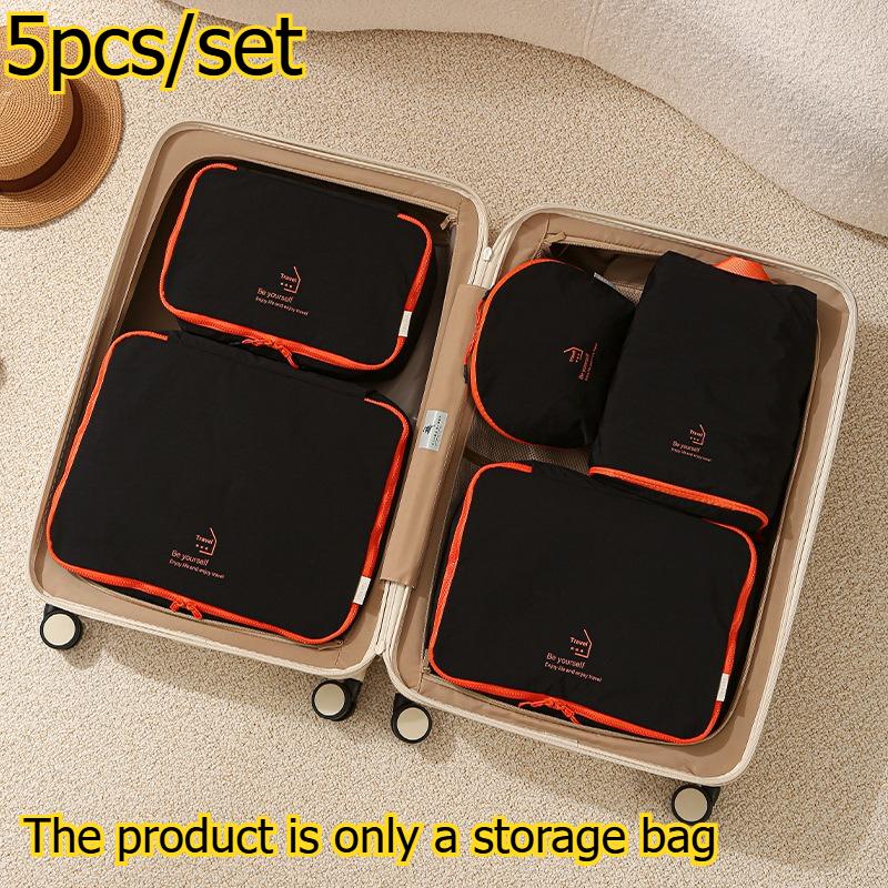 

5 шт./компл. Дорожные нейлоновые сумки для хранения, многофункциональные органайзеры для багажа, портативные чехлы-органайзеры для чемодана чёрный