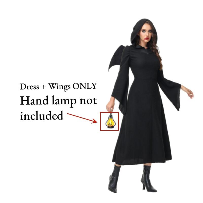 

Костюм для косплея Дьявол Ведьма Готика Платье с длинным рукавом Волшебник с крыльями Хэллоуин L