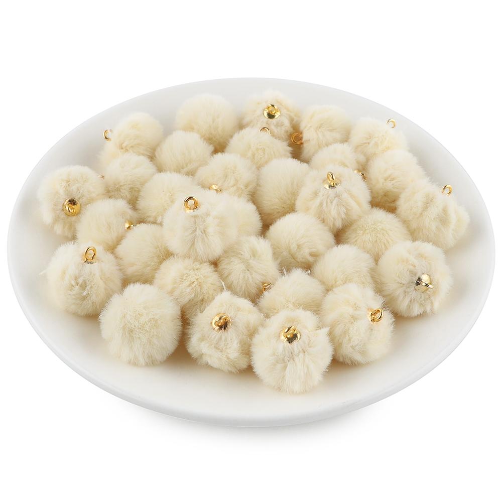 20pcs Plush Fur Cover Ball Beads Charms Cute Bead Pendant for DIY Jewelry Making Accessories Handmade Earring Bracelet