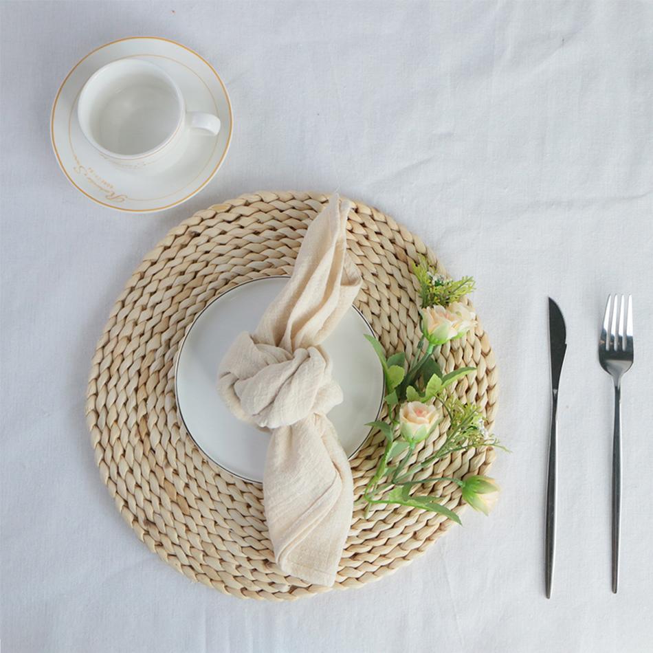 

Салфетка с текстурой для обеденной тарелки, моющееся хлопковое однотонное впитывающее кухонное полотенце, ультрамягкие тканевые коврики для столовых приборов, для декора свадебной вечеринки 40x40cm бежевый