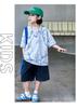 Boys' short sleeved T-shirt set summer clothes 2026 new children's two-piece set summer mid to large children's short sleeved top trend