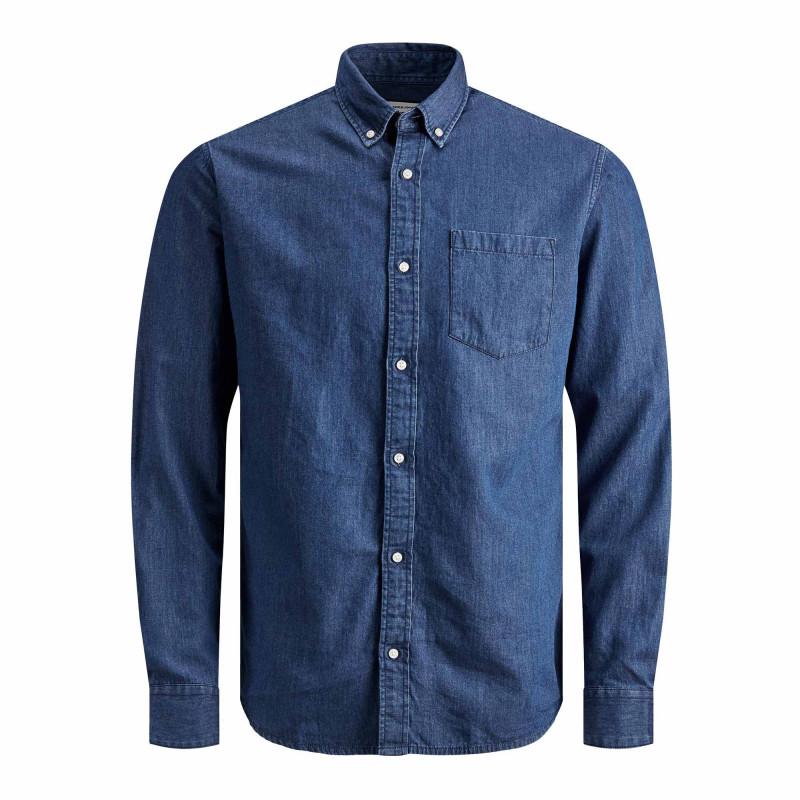 

Приталенная рубашка из хлопкового денима с длинными рукавами Kids JACK & JONES