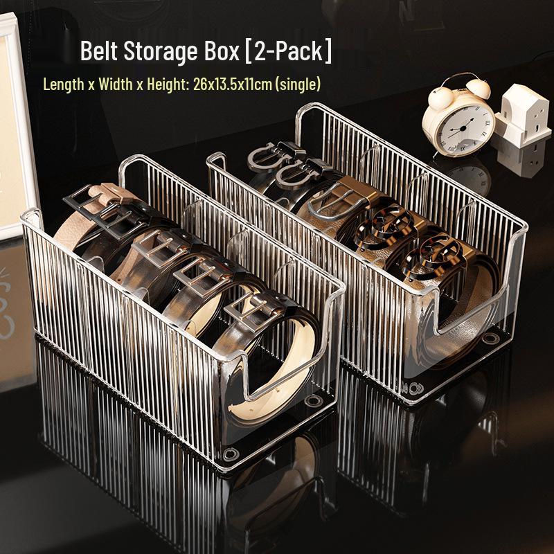 Men's Belt Display Rack: Acrylic Wardrobe Organizer with Transparent Compartments