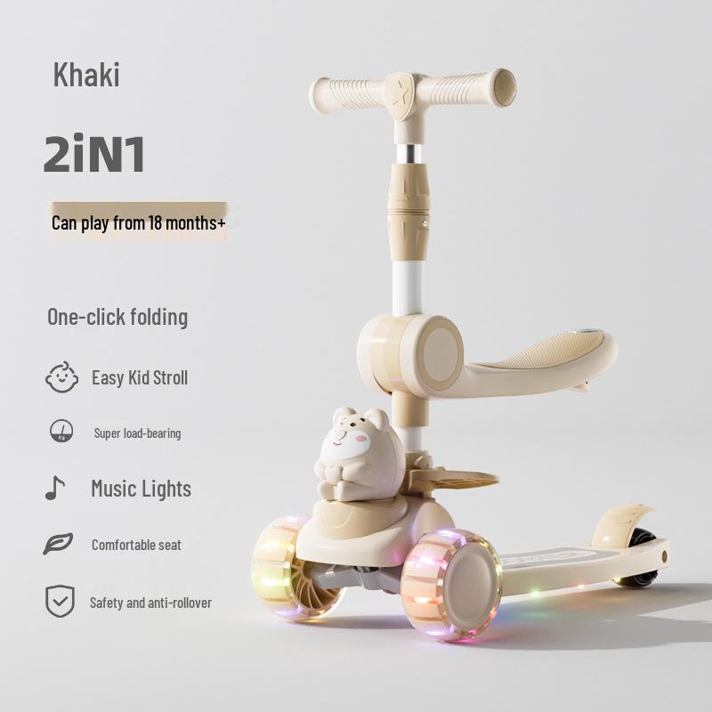 3-in-1 Children's Scooter for Ages 1-10: Sit or Ride for Girls & Boys
