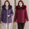 Mom Down Jacket New Short Hooded Thickened Warm Middle-aged and Elderly Fox Fur Collar Women's Winter Coat