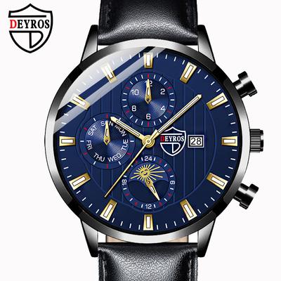 Fashion Men's Watch Calendar Watch Men's Casual Leather Quartz Watch Student Watch