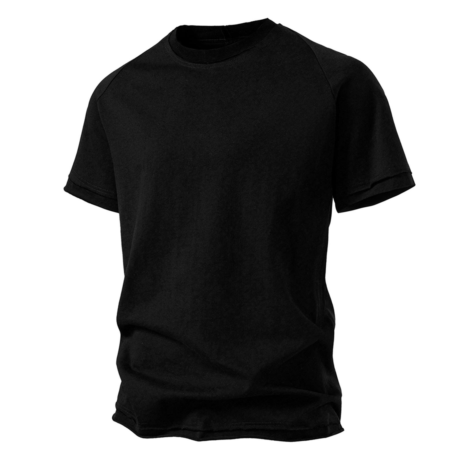 

Мужская летняя модная двухслойная свободная японская ретро-трендовая повседневная футболка с короткими рукавами L чёрный