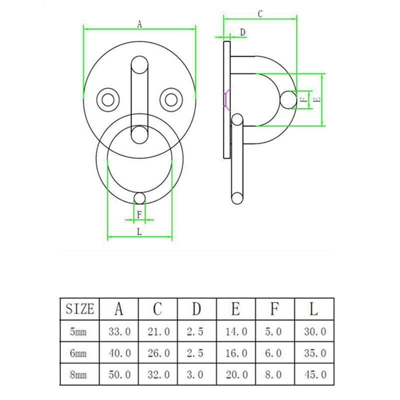 M5 Ceiling Hook Pad Eye Plate 304 Stainless Steel Wall Mount Hook Heavy Duty for Hanging Sunshade Buckle Fittings With Circular Door Buckle