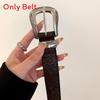 Vintage Butterfly Print Pu Leather Belt For Women With Metal Buckle For Casual Denim Accessories