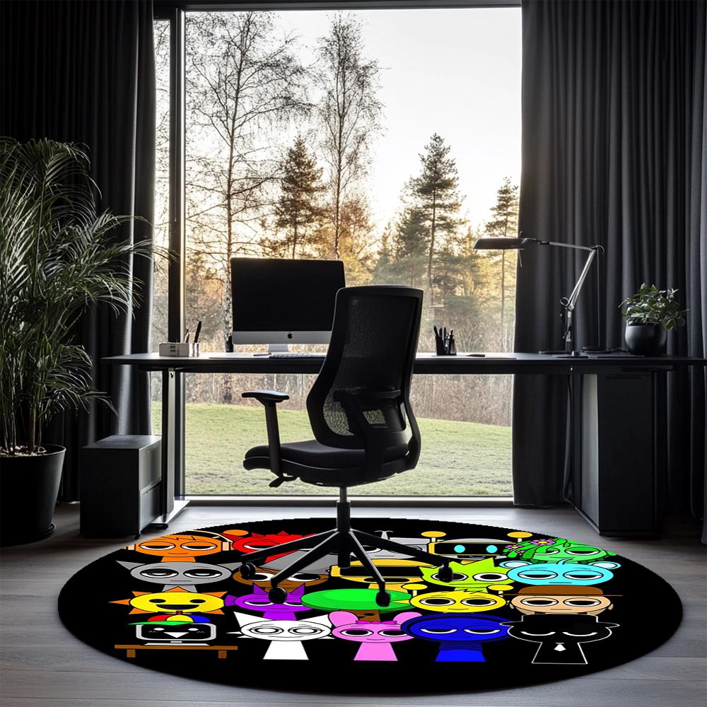 Sprunki Printed Round Rug Carpet Chair Rug Area Rug Entryway Doormats,for Office Chair Living Room Bedroom Kitchen Room.