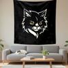 Fierce Black Cat Illustration Patterned Tapestry Decorative Wall Hanging, Home Bedroom Living Room Decor