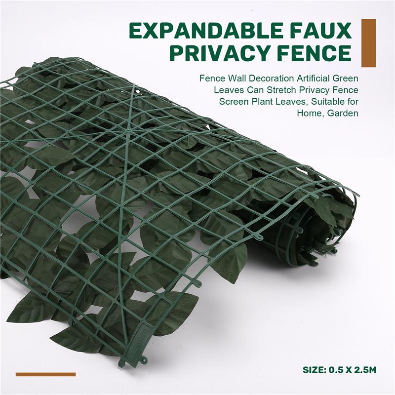 Fence Wall Decoration Artificial Green Leaves Can Stretch Privacy Fence Screen Plant Leaves, Suitable For Home, Garden