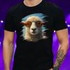 T-Shirt Herren Schaf mit Sonnenbrille Motiv Baumwolle Größe S bis 5XL