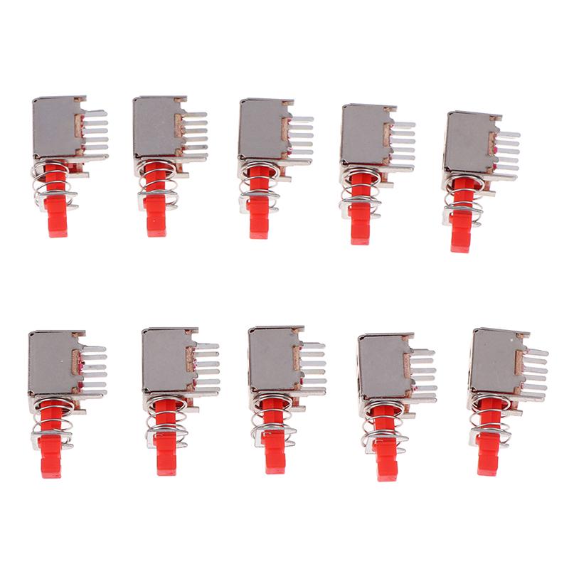 10Pcs Directly Key Switch A03 Ps-22F03 6Pins Self-Locking Power Switches Red