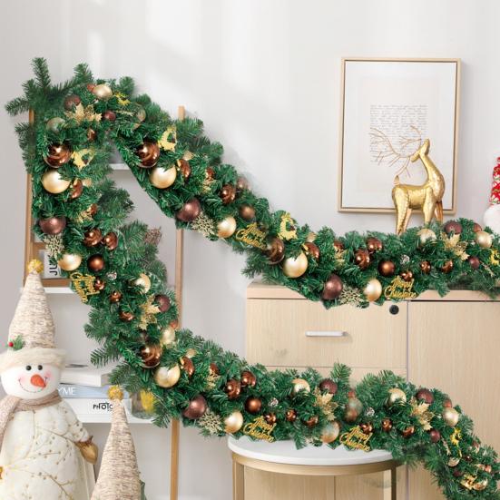 Christmas Norfolk Pine Garland Faux Pine Greenery Garland with Pine Cone Glitter Balls Red Berries for Mantel Staircase Holiday Decor