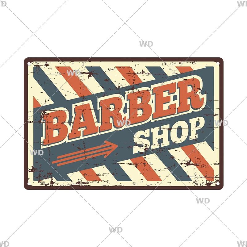 Classic Barber Shop Vintage Tin Signs Decorative Metal Plaque Metal Retro Wall Plates Salon Haircut and Shave Poster Wall Decor
